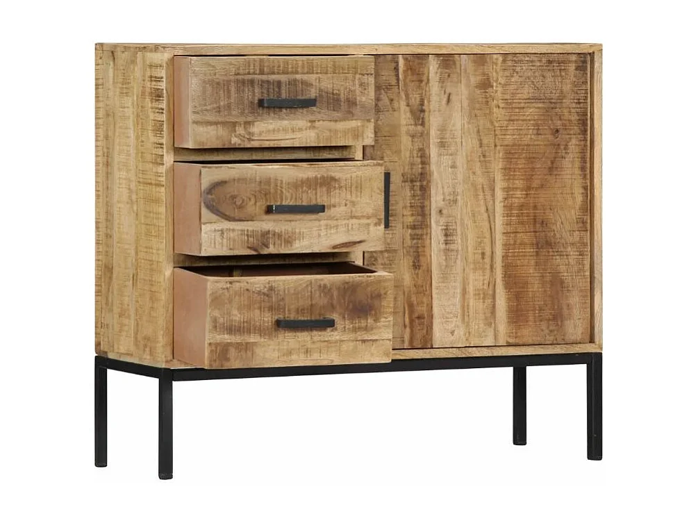 Commode 1 porte 3 tiroirs et pieds métal noir Maneci