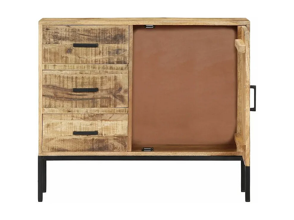Commode 1 porte 3 tiroirs et pieds métal noir Maneci