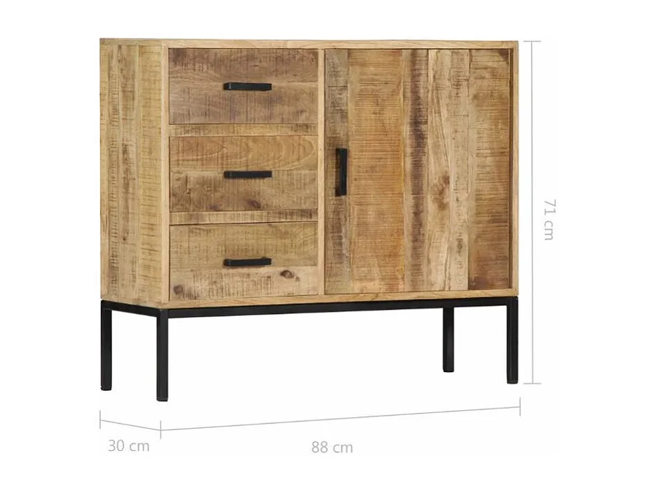 Commode 1 porte 3 tiroirs et pieds métal noir Maneci