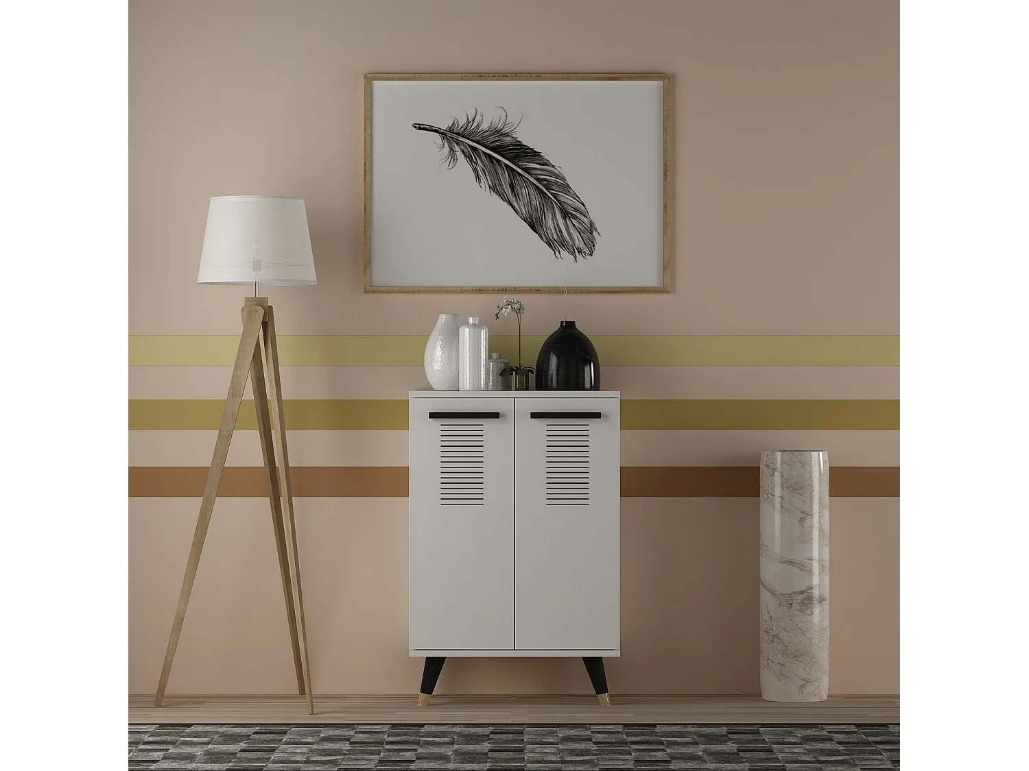 Petite commode blanche 2 portes Parko 60cm