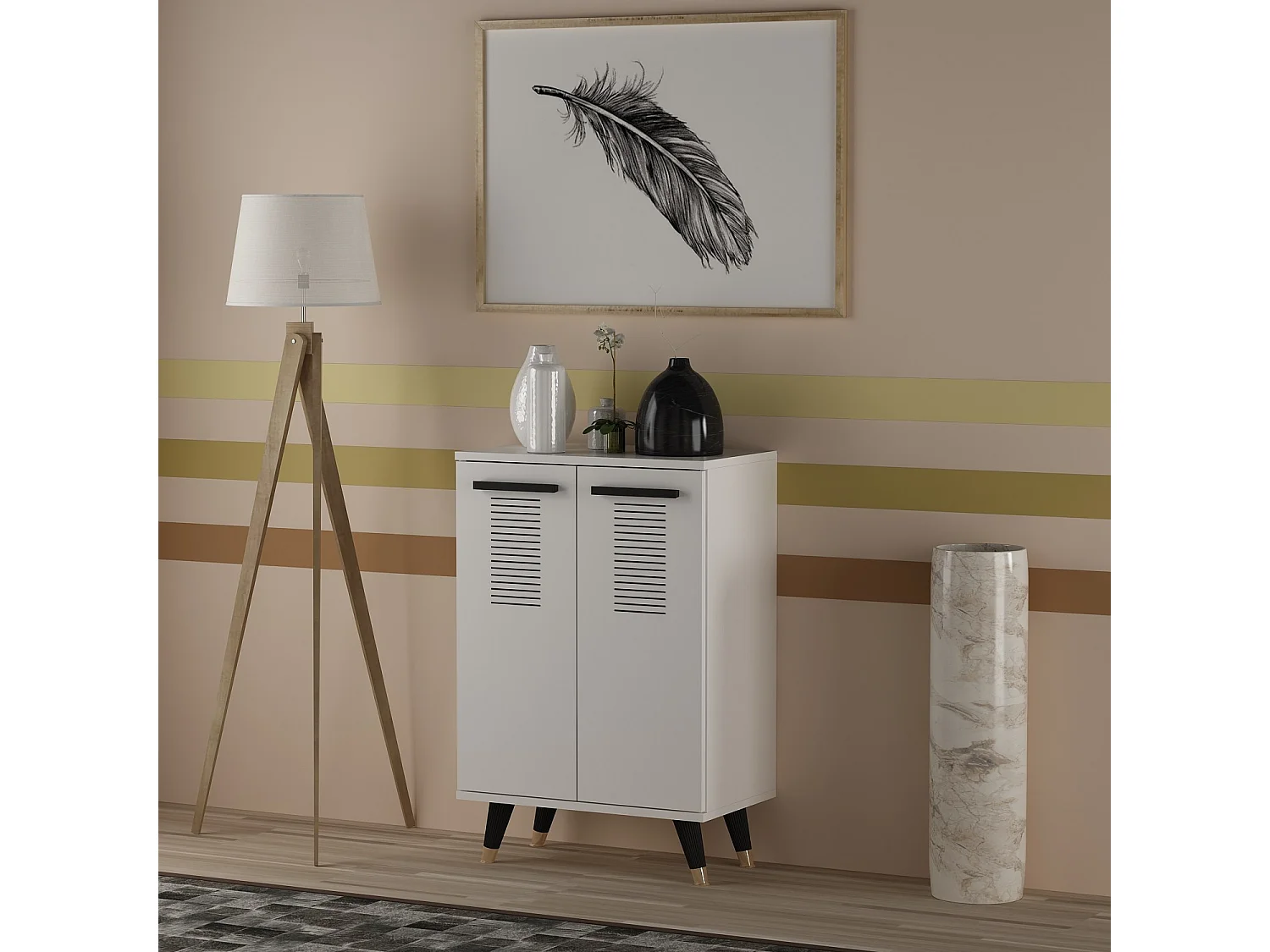 Petite commode blanche 2 portes Parko 60cm