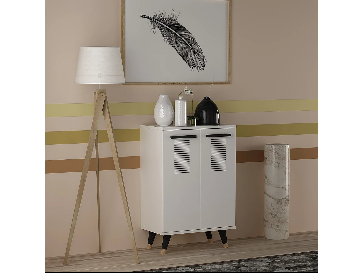 Petite commode blanche 2 portes Parko 60cm