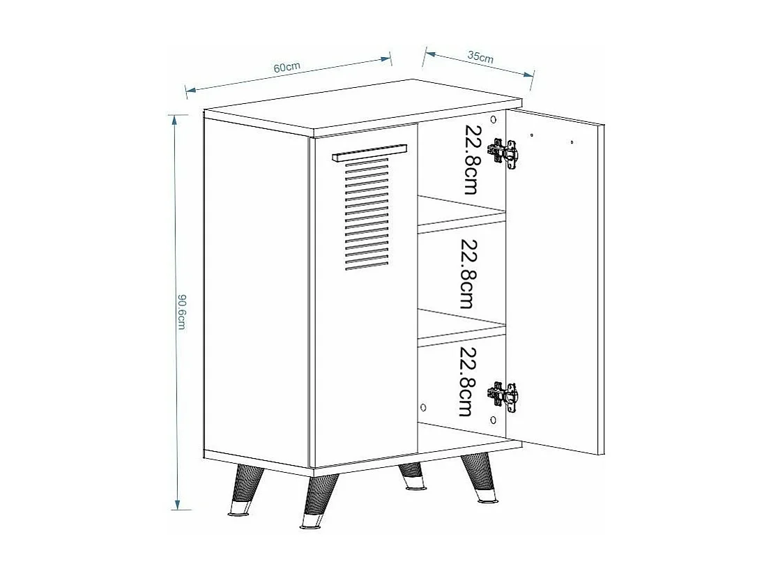 Petite commode blanche 2 portes Parko 60cm
