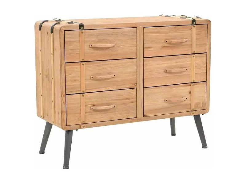 Commode 6 tiroirs pin massif Stylie