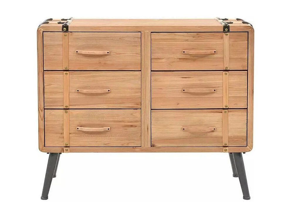 Commode 6 tiroirs pin massif Stylie