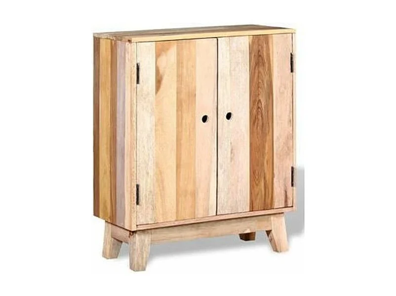 Commode 2 portes 2 étagères bois recyclé clair Induka