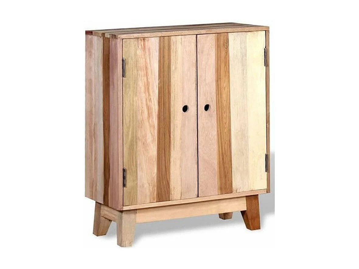 Commode 2 portes 2 étagères bois recyclé clair Induka