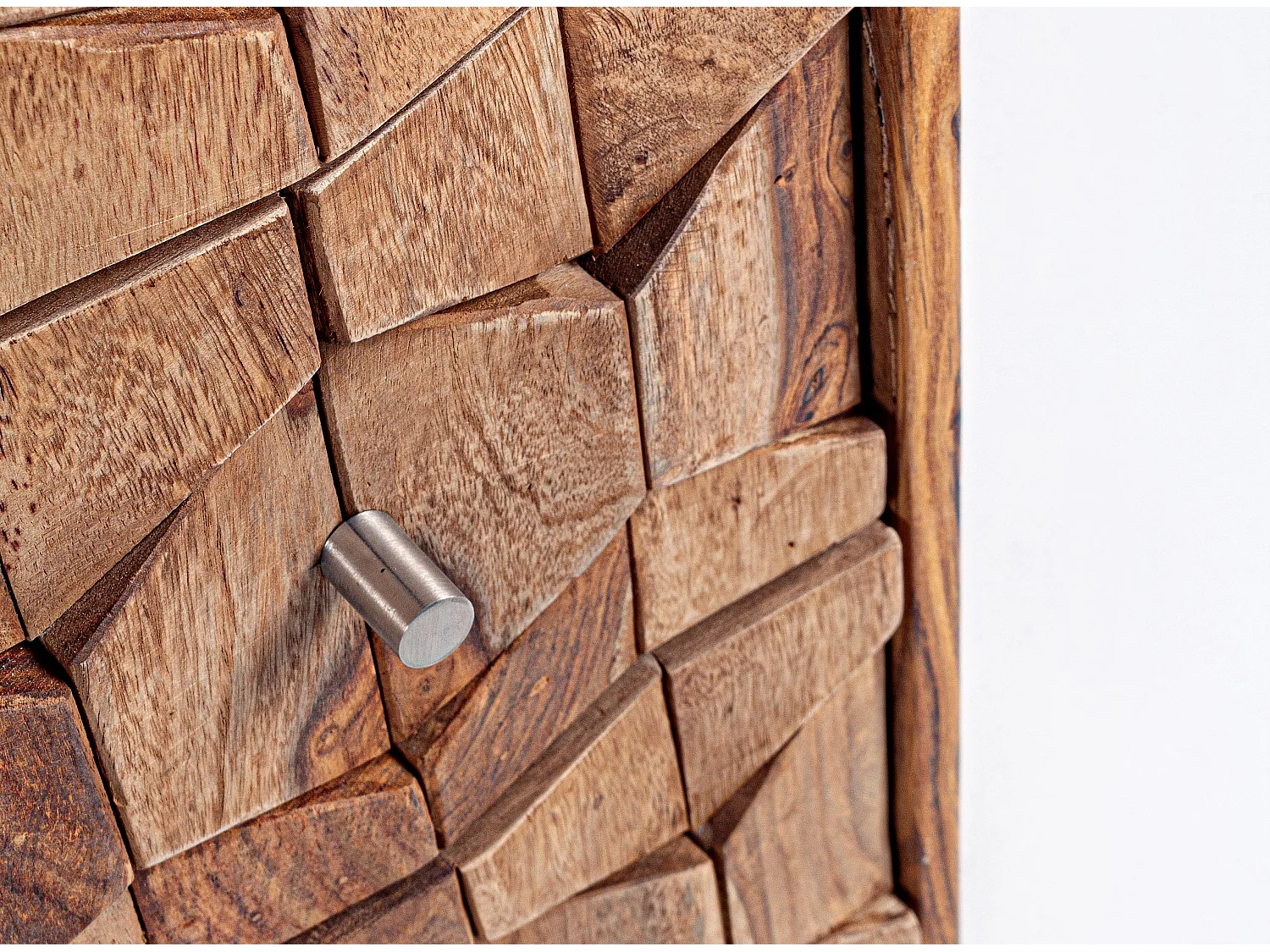 Commode 3 tiroirs en bois de sheesham naturel Kany 88cm