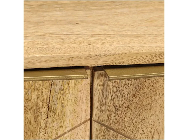 Commode 2 portes manguier massif clair et pieds métal doré Soprana