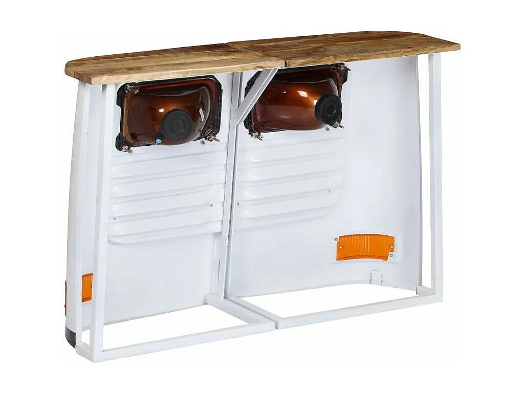 Commode métal blanc et plateau manguier massif Vroum