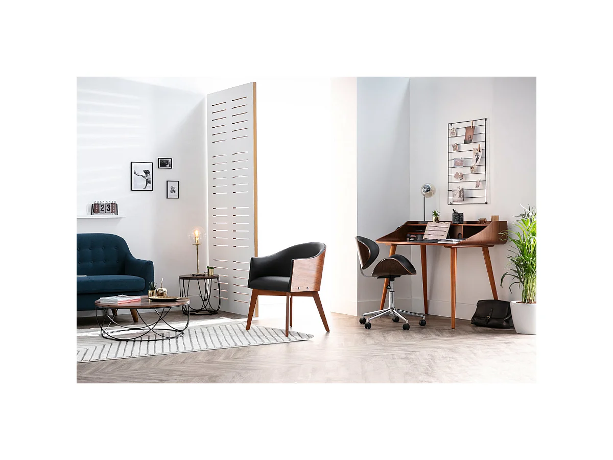Silla de escritorio diseño blanco y madera WALNUT