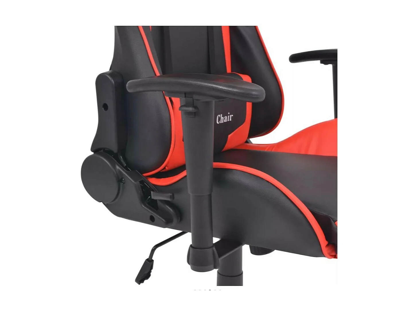 Chaise de bureau avec accoudoirs similicuir rouge et noir Fergia