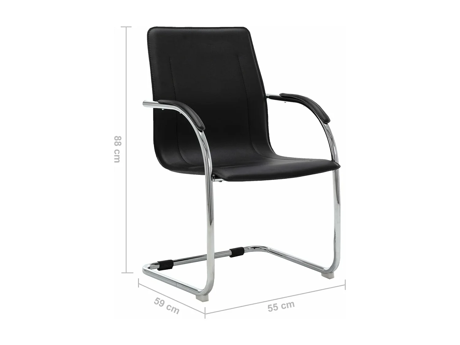Chaise de bureau cantilever Noir Similicuir 4