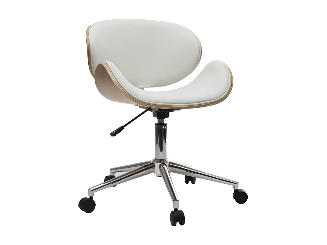 Design-Bürostuhl PU Weiß und helles Holz WALNUT