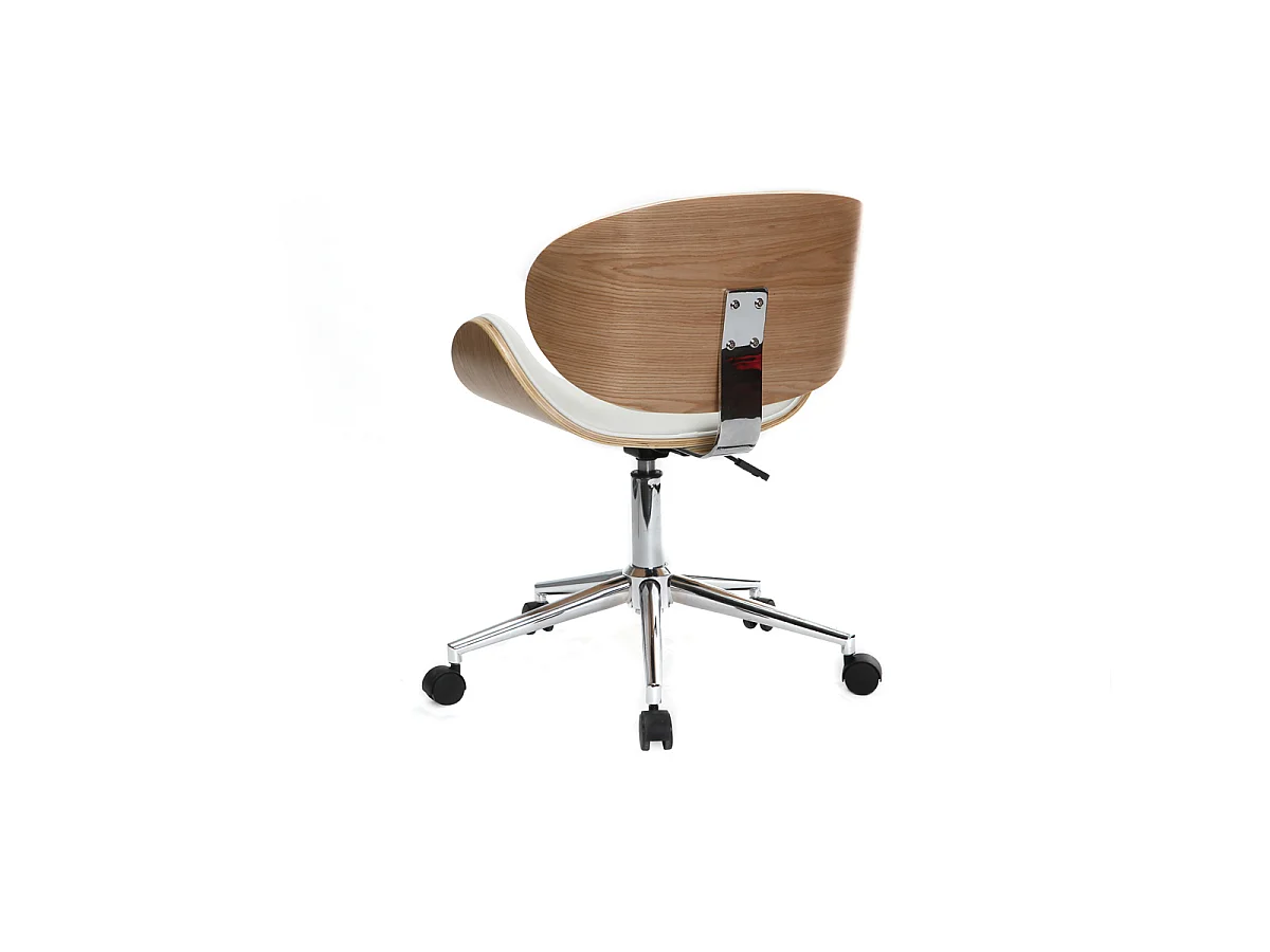 Silla de escritorio diseño PU blanco y madera clara WALNUT