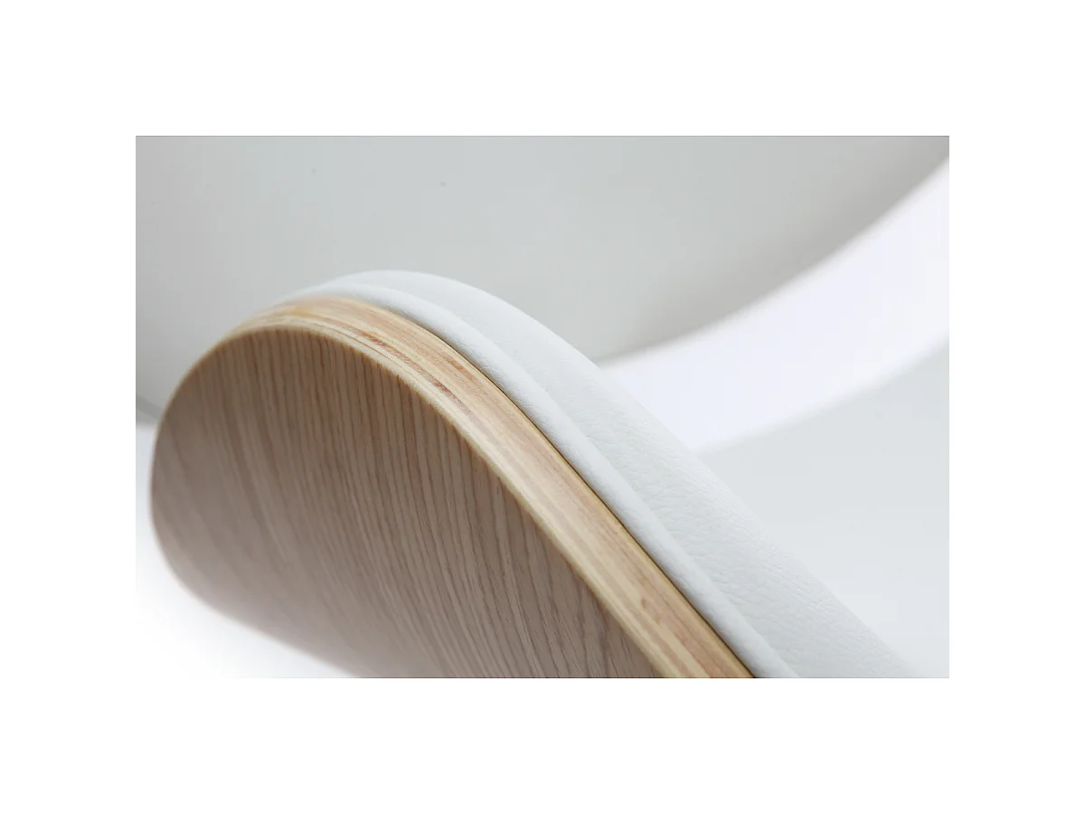 Silla de escritorio diseño PU blanco y madera clara WALNUT