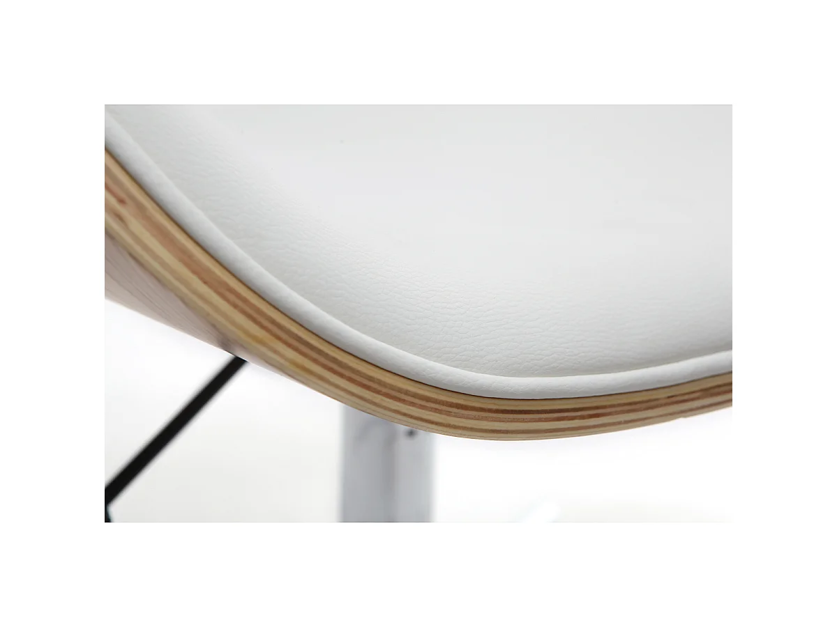 Silla de escritorio diseño PU blanco y madera clara WALNUT