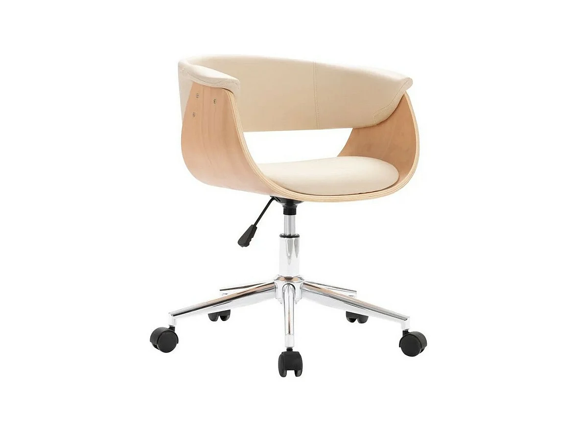 Chaise réglable simili cuir beige et bois clair Tessa
