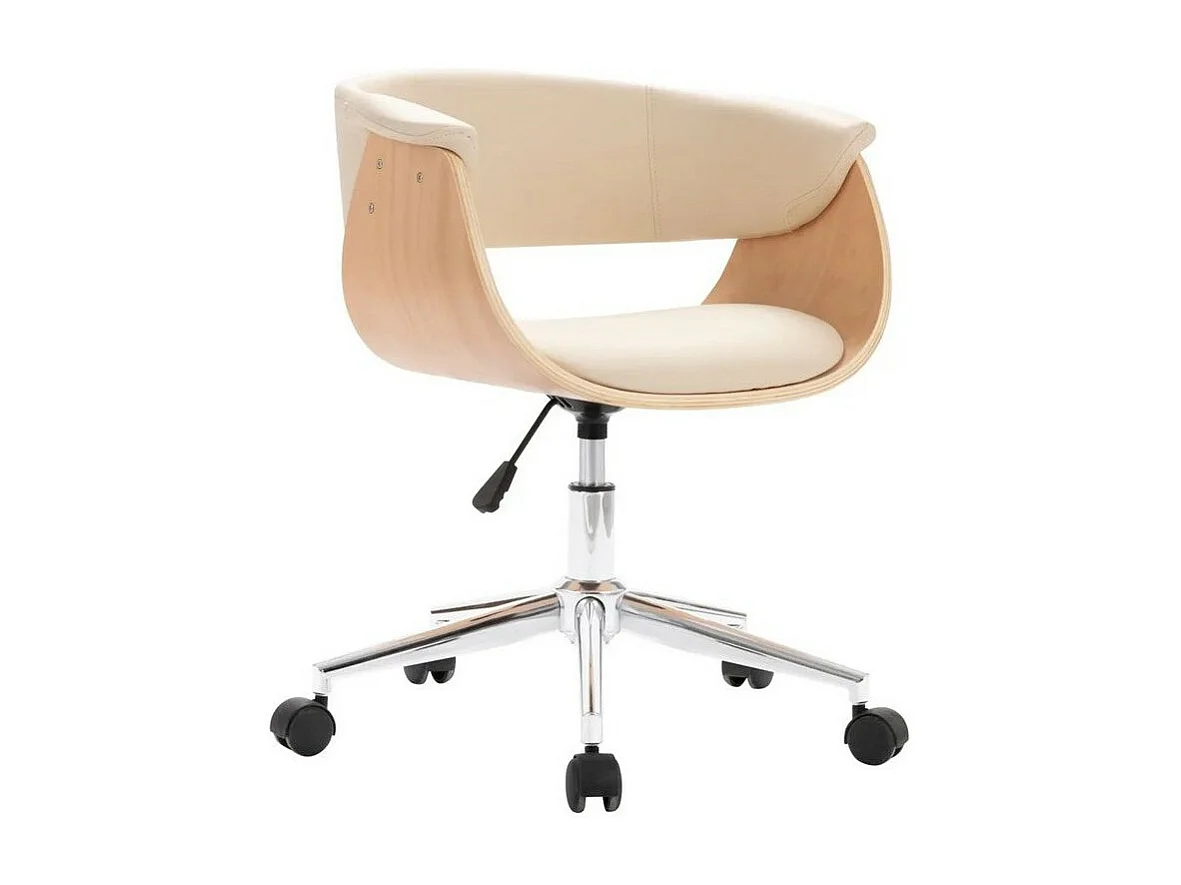 Chaise simili cuir beige et bois clair Tessa - Lot de 4