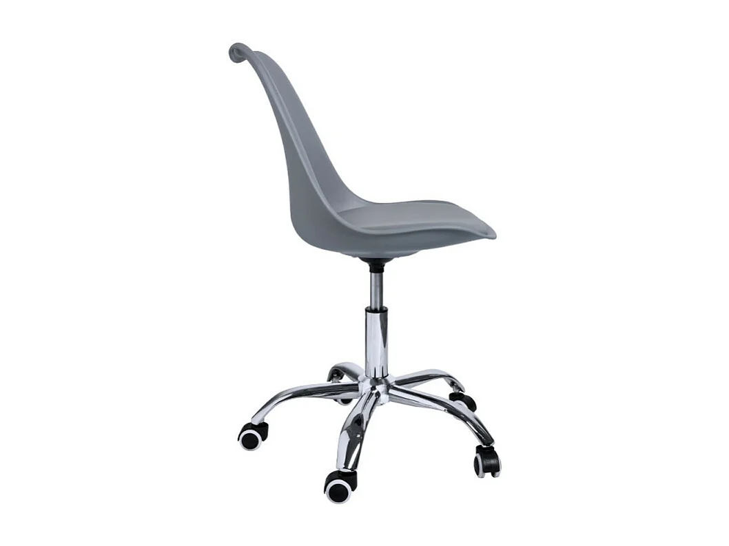 Silla Loky de polipiel gris sobre base central cromada