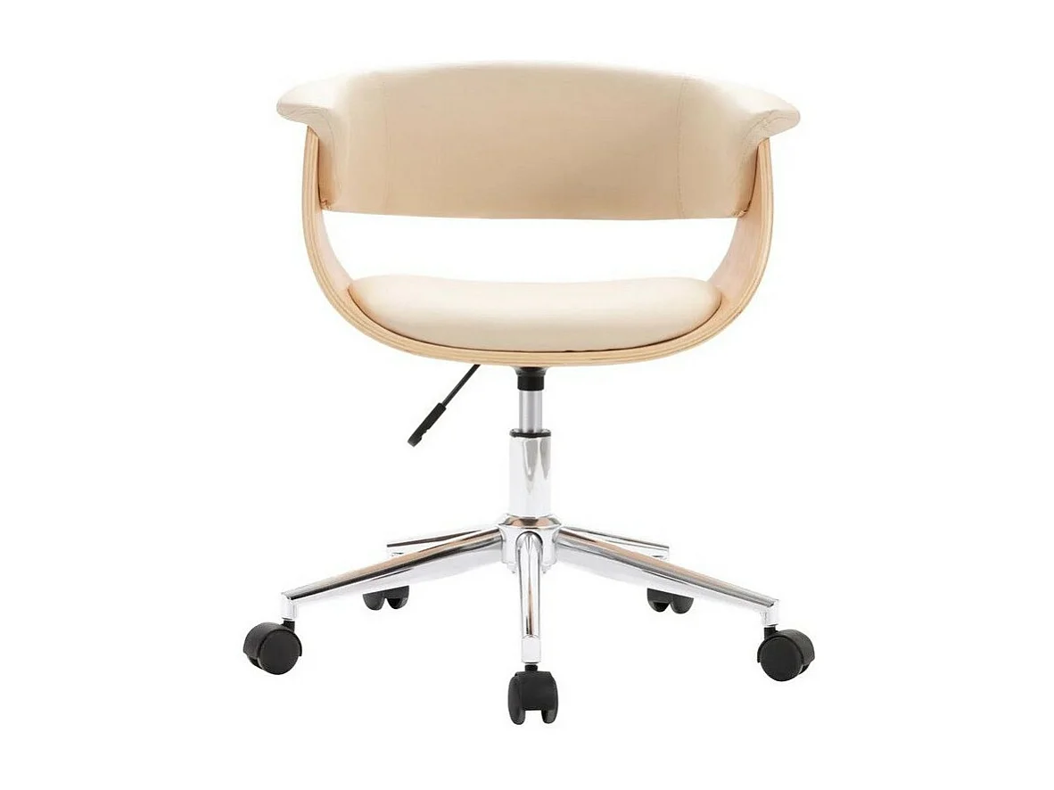 Chaise simili cuir beige et bois clair Tessa - Lot de 2