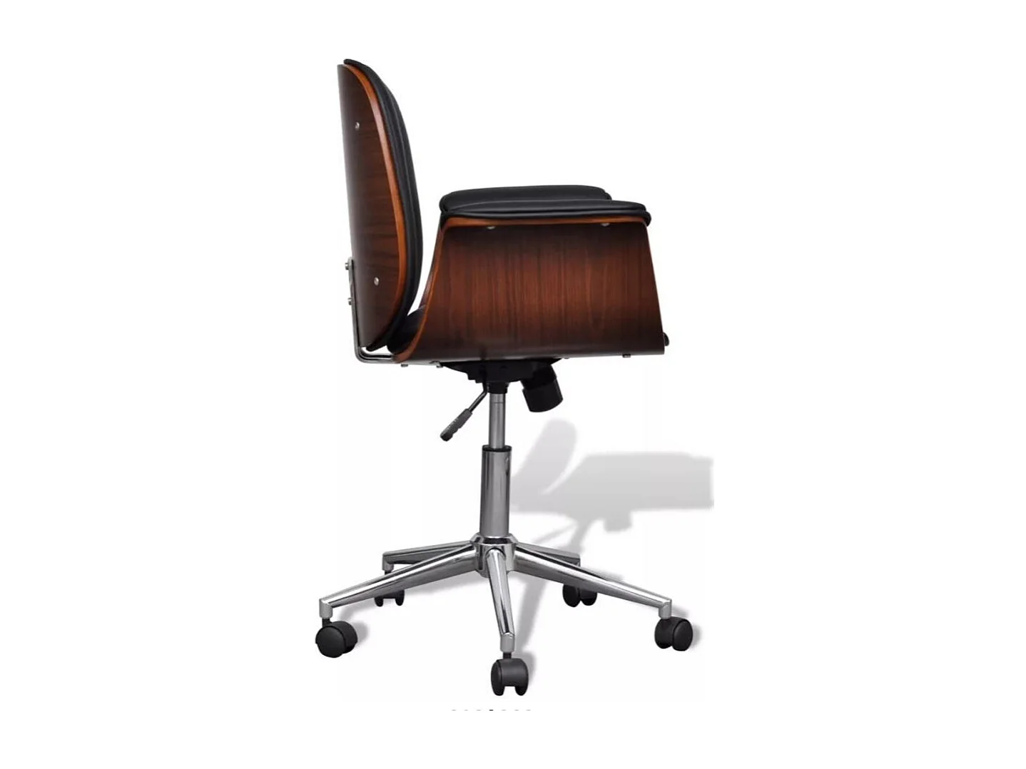 Chaise pivotante avec accoudoirs similicuir bois massif et métal chromé noir Mikanel