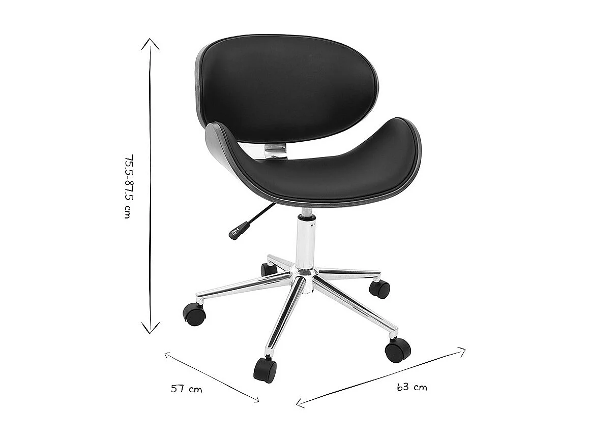 Silla de escritorio diseño negro y madera WALNUT