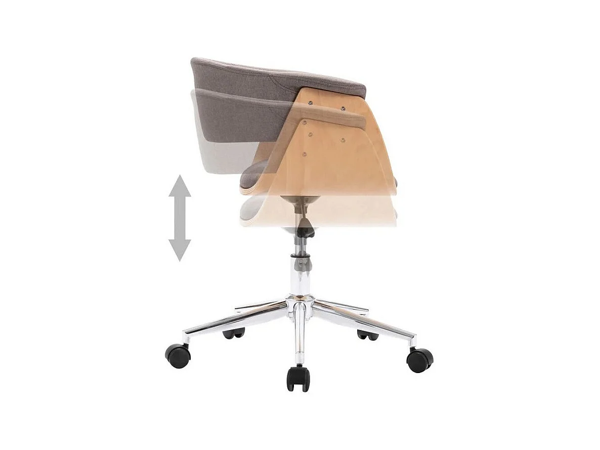 Chaise réglable tissu taupe et bois clair Tessa - Lot de 4