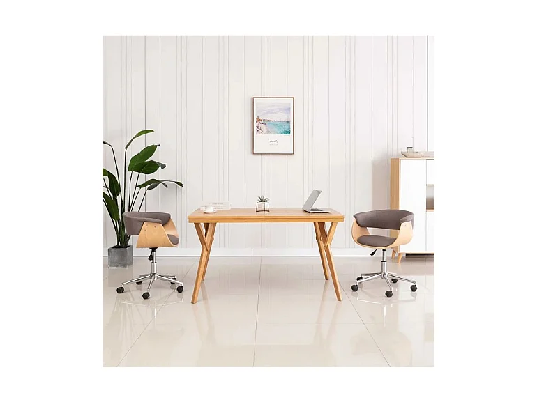 Chaise réglable tissu taupe et bois clair Tessa - Lot de 4