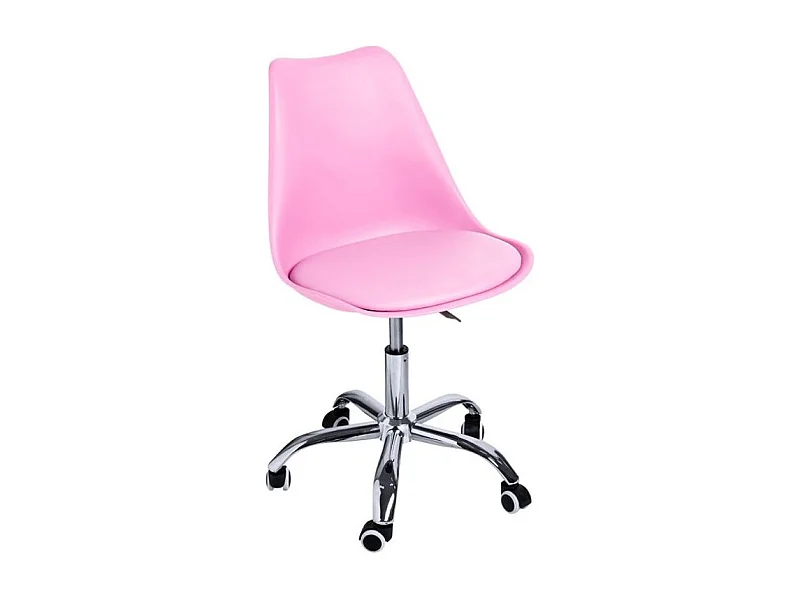 Silla Loky de polipiel rosa sobre pata central cromada