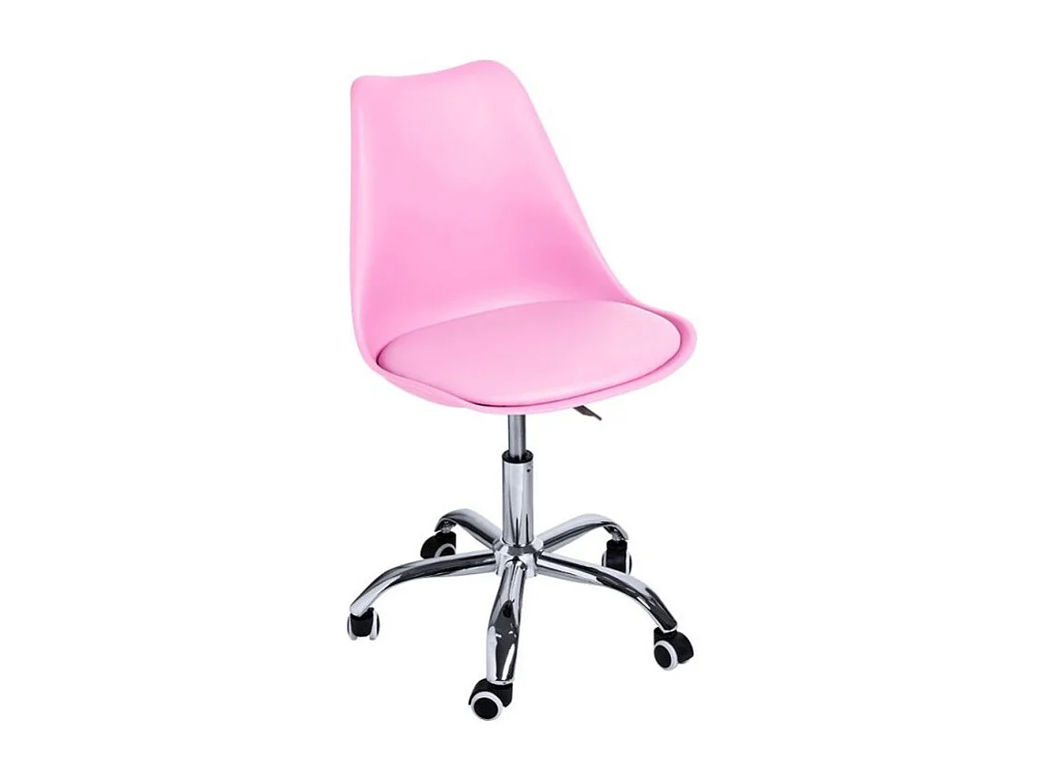 Silla Loky de polipiel rosa sobre pata central cromada