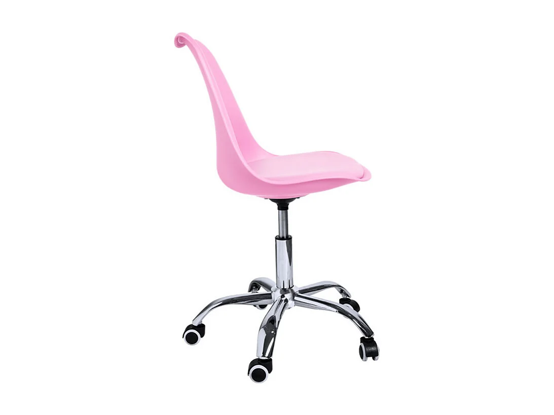 Silla Loky de polipiel rosa sobre pata central cromada