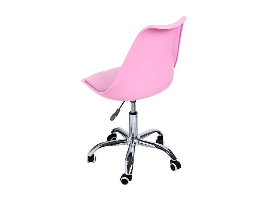 Silla Loky de polipiel rosa sobre pata central cromada