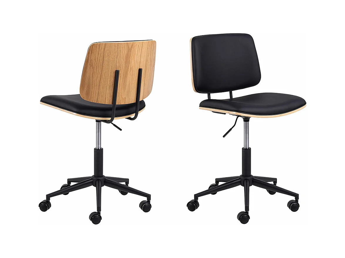 Owen chaise de bureau simili cuir PU noir naturel.