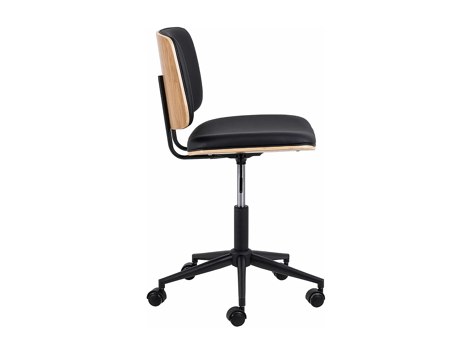 Owen chaise de bureau simili cuir PU noir naturel.