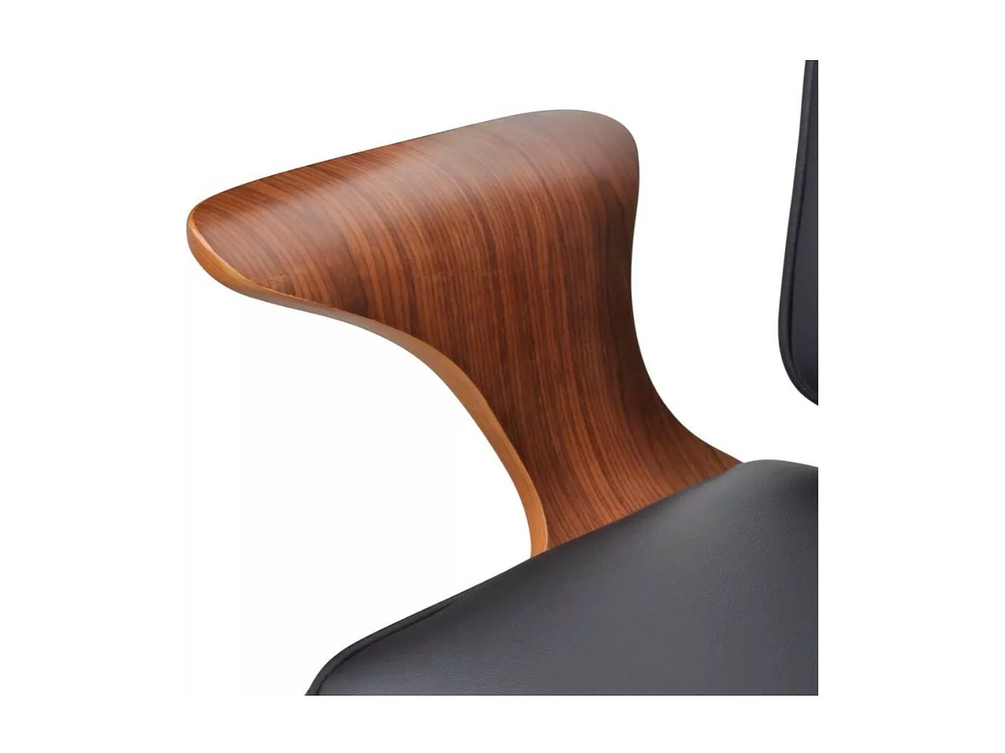 Chaise rotative avec accoudoirs similicuir bois et métal chromé noir Mikonel