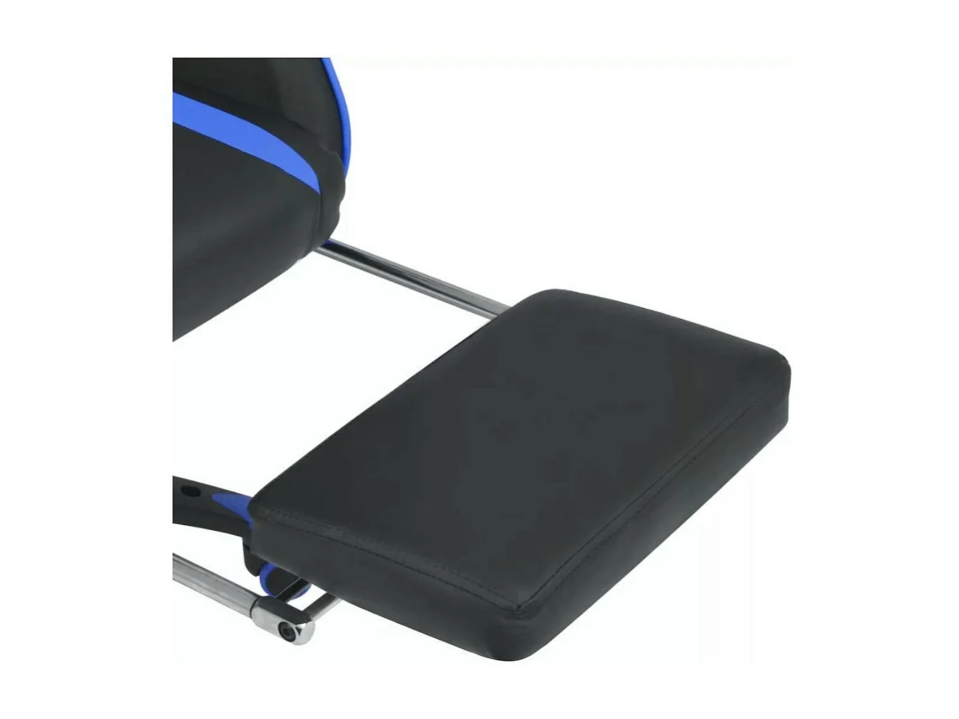 Chaise de bureau avec accoudoirs et repose pieds similicuir bleu et noir Fergia