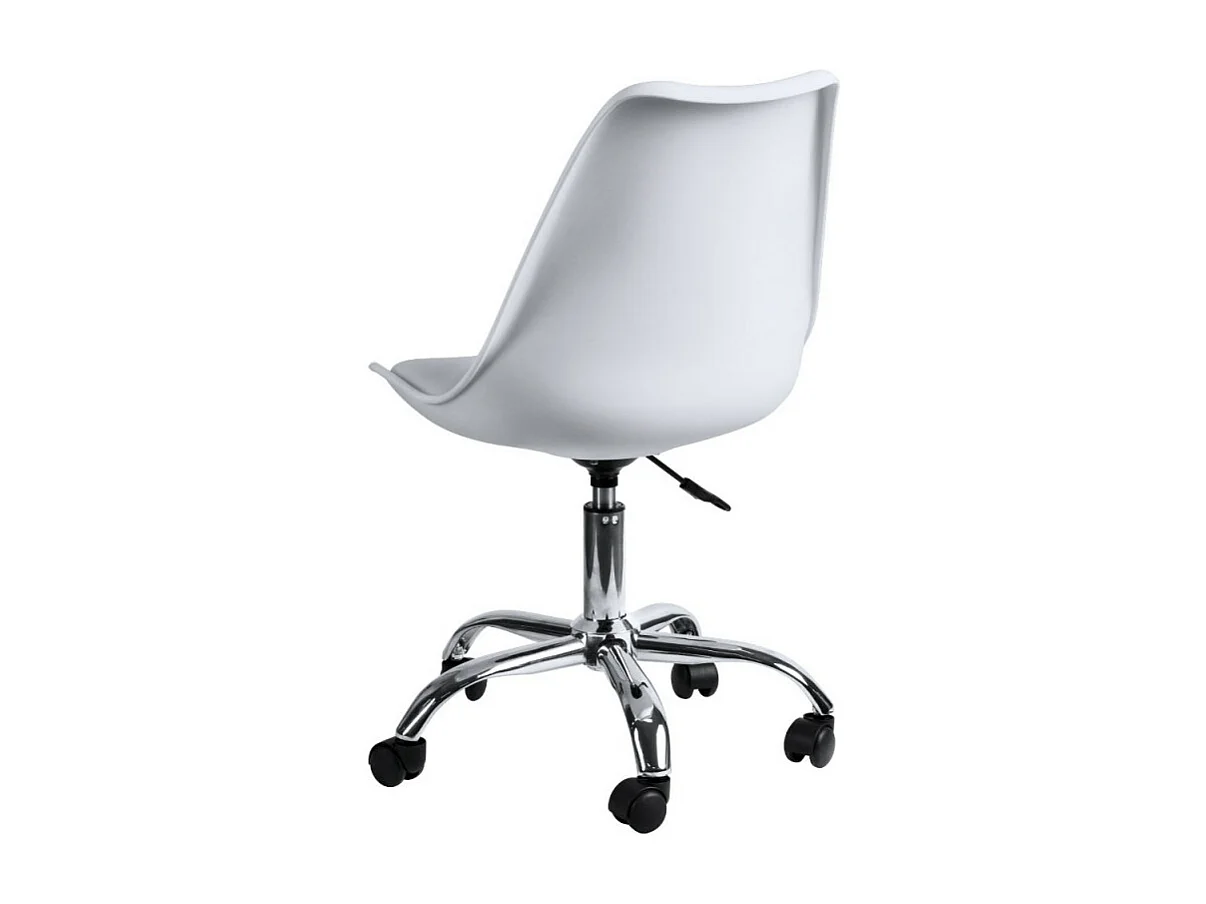 Chaise simili cuir blanc sur pied central chromé Loky