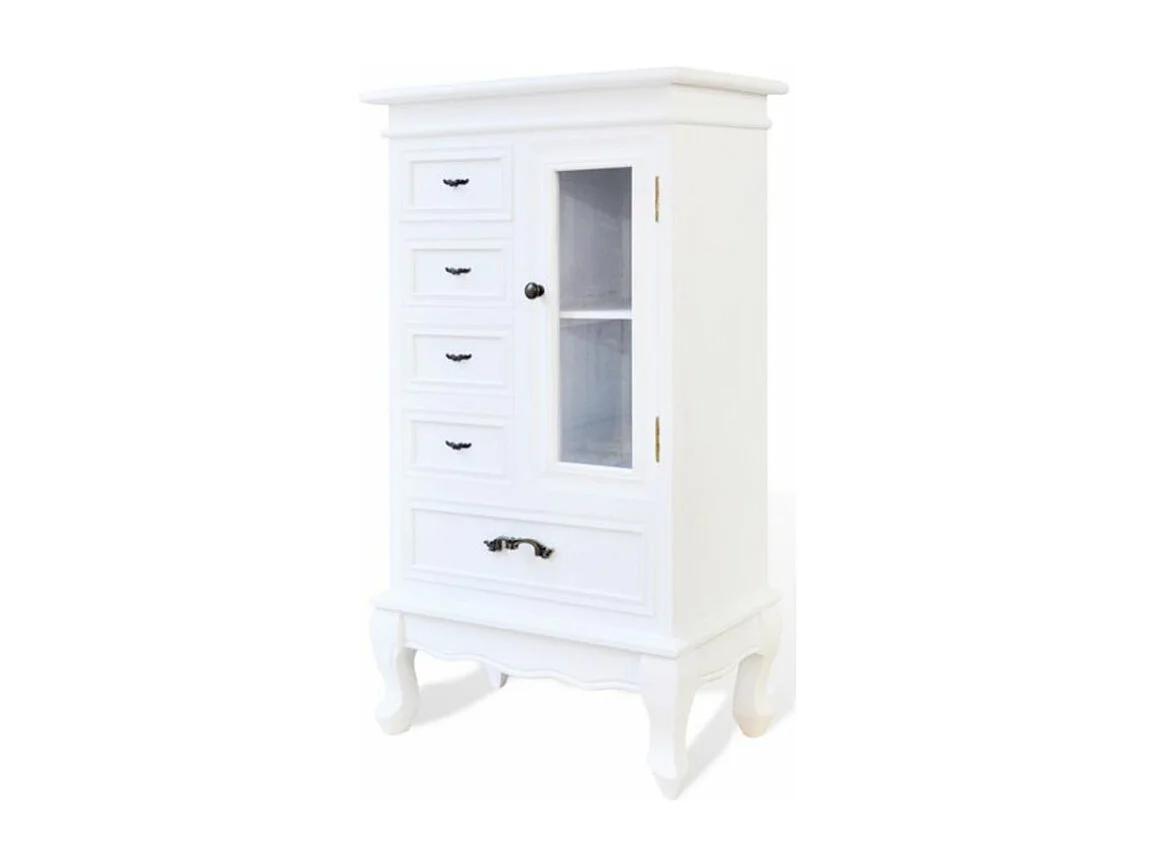 Chiffonnier 5 tiroirs 1 porte bois blanc Chicco