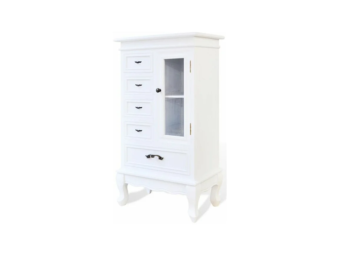 Chiffonnier 5 tiroirs 1 porte bois blanc Chicco