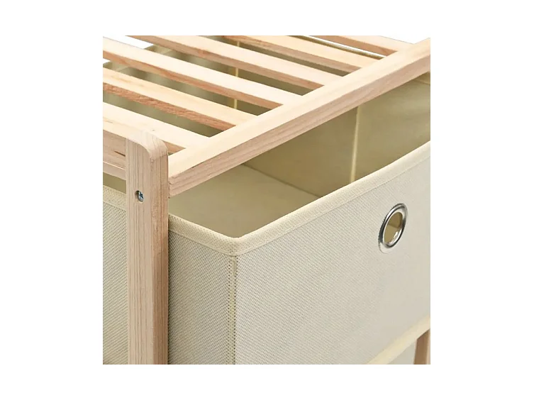 Chiffonnier 5 tiroirs cèdre naturel et tissu beige Finest