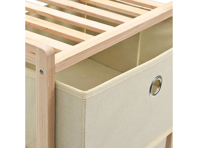 Chiffonnier 5 tiroirs cèdre naturel et tissu beige Finest