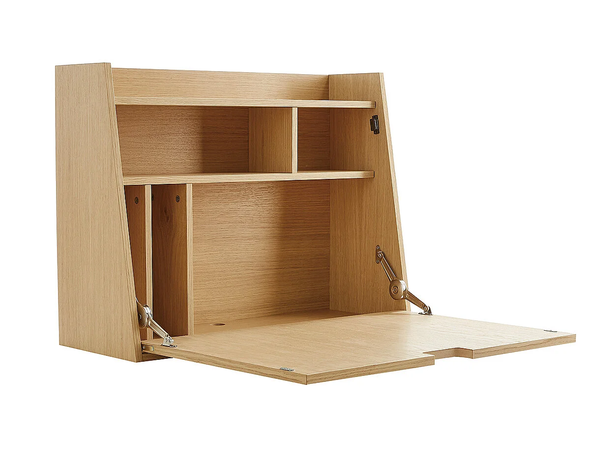 Escritorio de pared vintage de roble con cajonera 78 cm GABIN