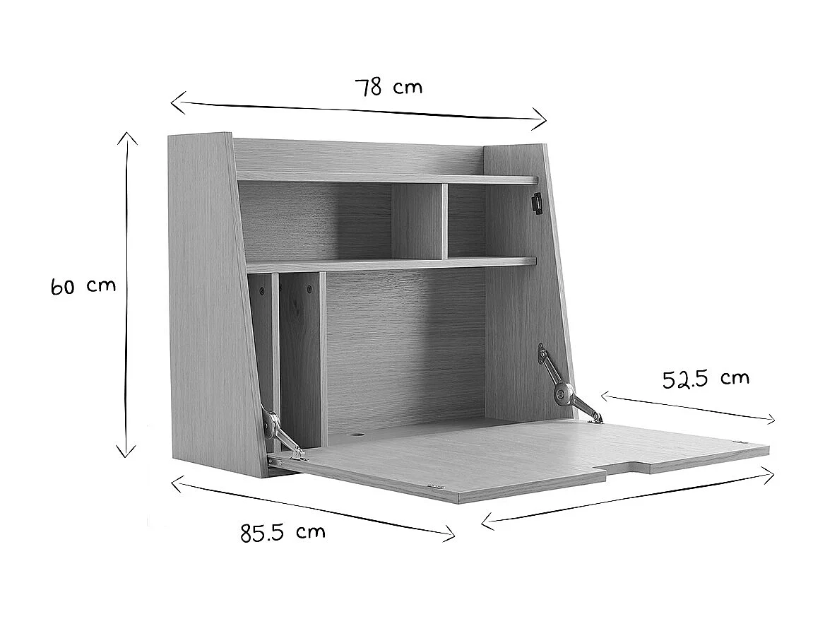 Scrivania da parete vintage rovere con vano portaoggetti L78 cm GABIN