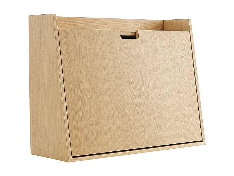 Bureau mural avec rangements scandinave bois clair chêne L78 cm GABIN