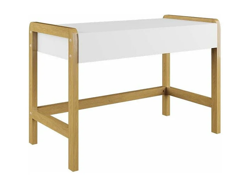 Wit Scandinavisch bureau en Vanka eikenhouten poten