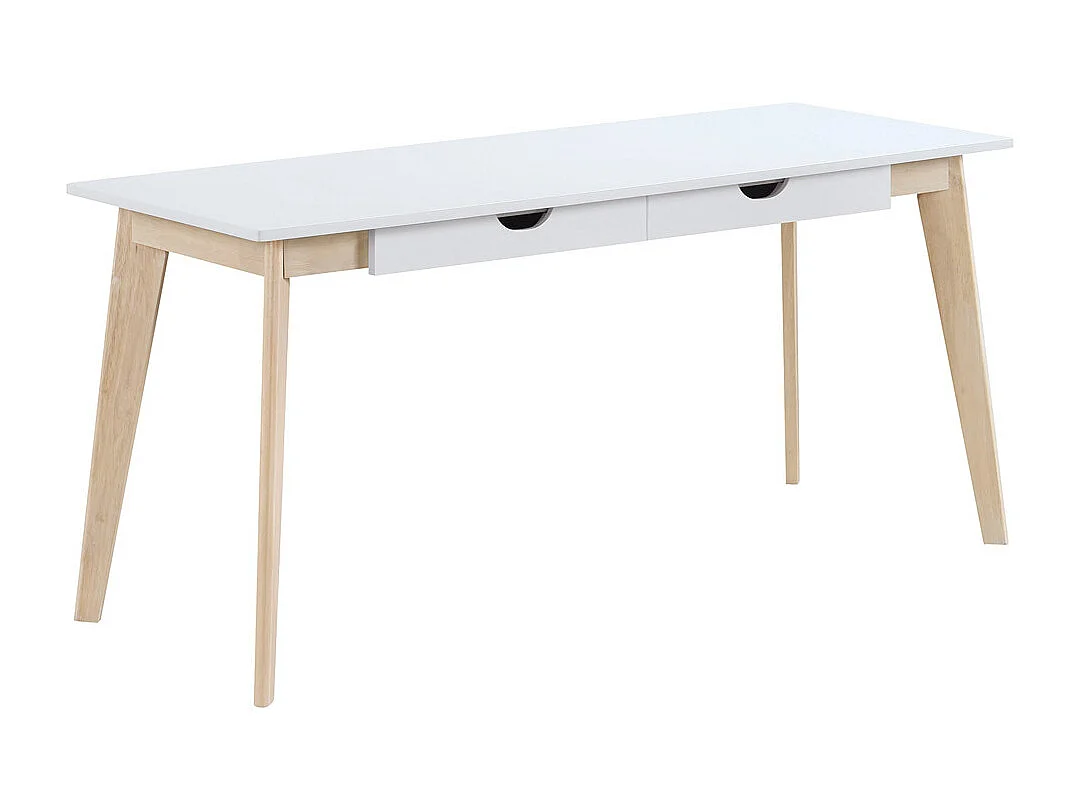 Escritorio nórdico con cajones madera y blanco L160 LEENA