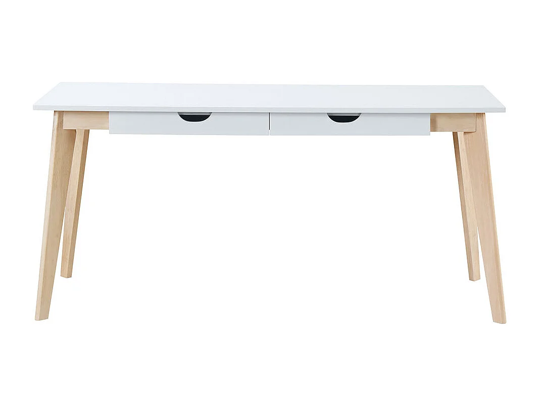 Escritorio nórdico con cajones madera y blanco L160 LEENA
