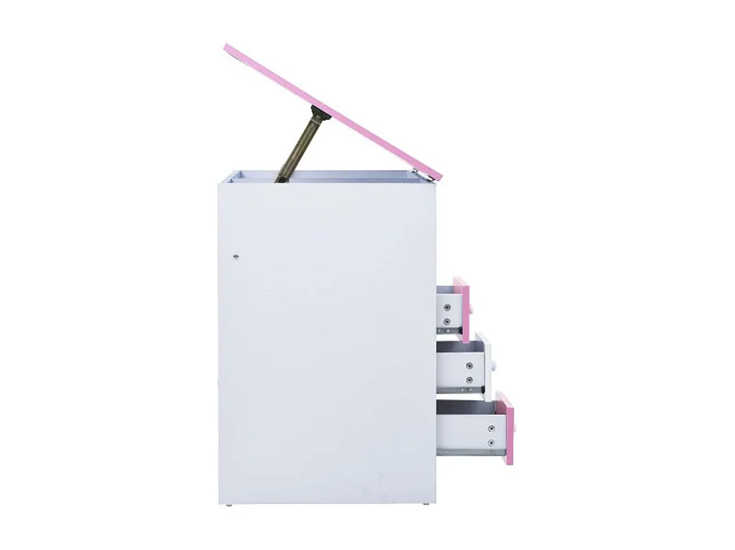 Bureau enfant inclinable 3 tiroirs bois rose et blanc Sunny