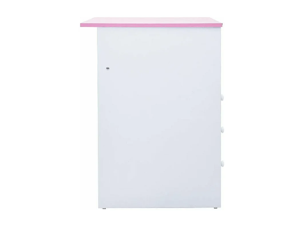 Bureau enfant inclinable 3 tiroirs bois rose et blanc Sunny